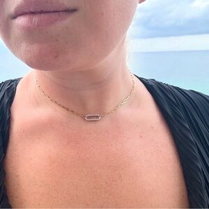 10kt Yellow Gold Lab Diamond Paperclip Necklace